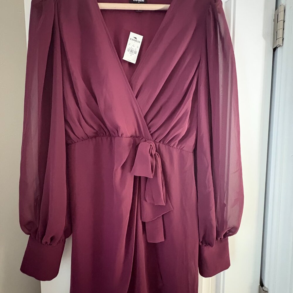 Express Wine Long Sleeved Dress Sz Small